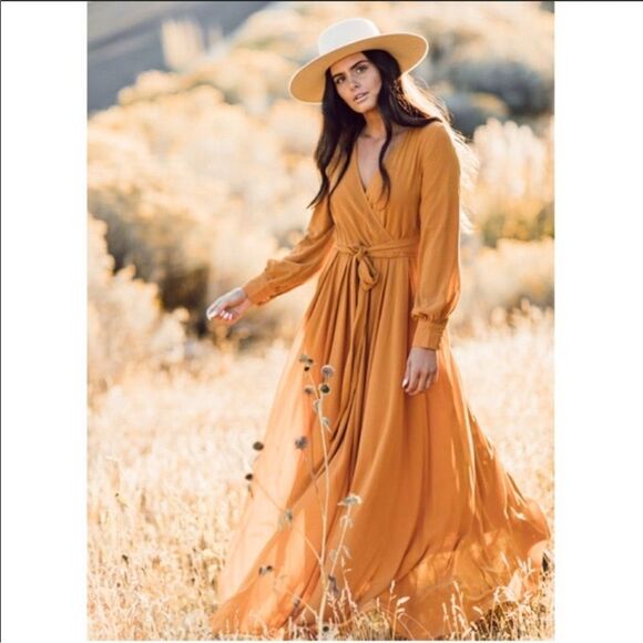 Jessakae Collection Marigold Long Maxi Dress Size Small Chiffon - Picture 1 of 10
